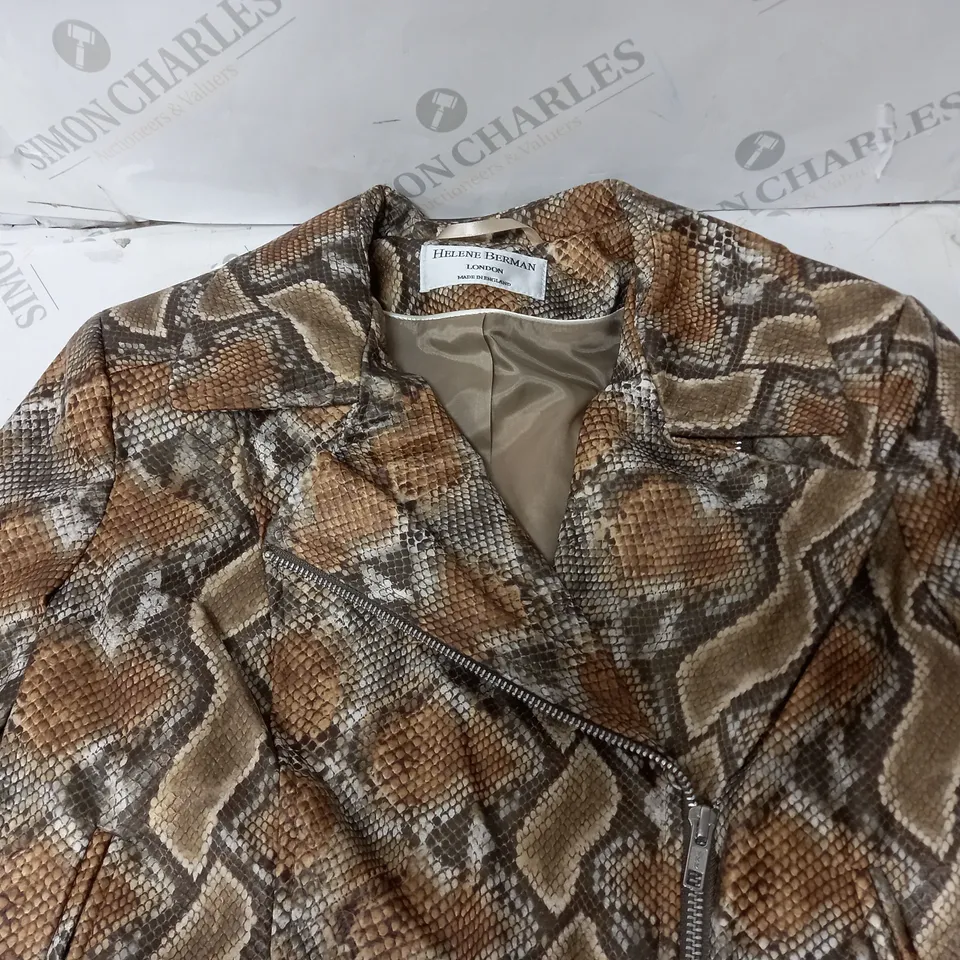 HELENE BERMAN PATTERNED ZIP-UP JACKET BROWN SIZE 10