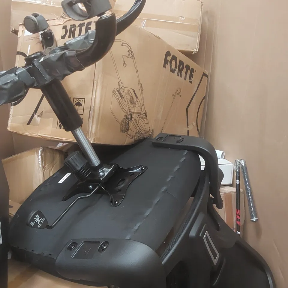 PALLET CONTAINING A VERY LARGE QUANTITY OF ASSORTED ITEMS INCLUDING: OFFICE CHAIR (MISSING WHEELS), LAWNMOWER, GOVEE CONE TREE LIGHTS ECT