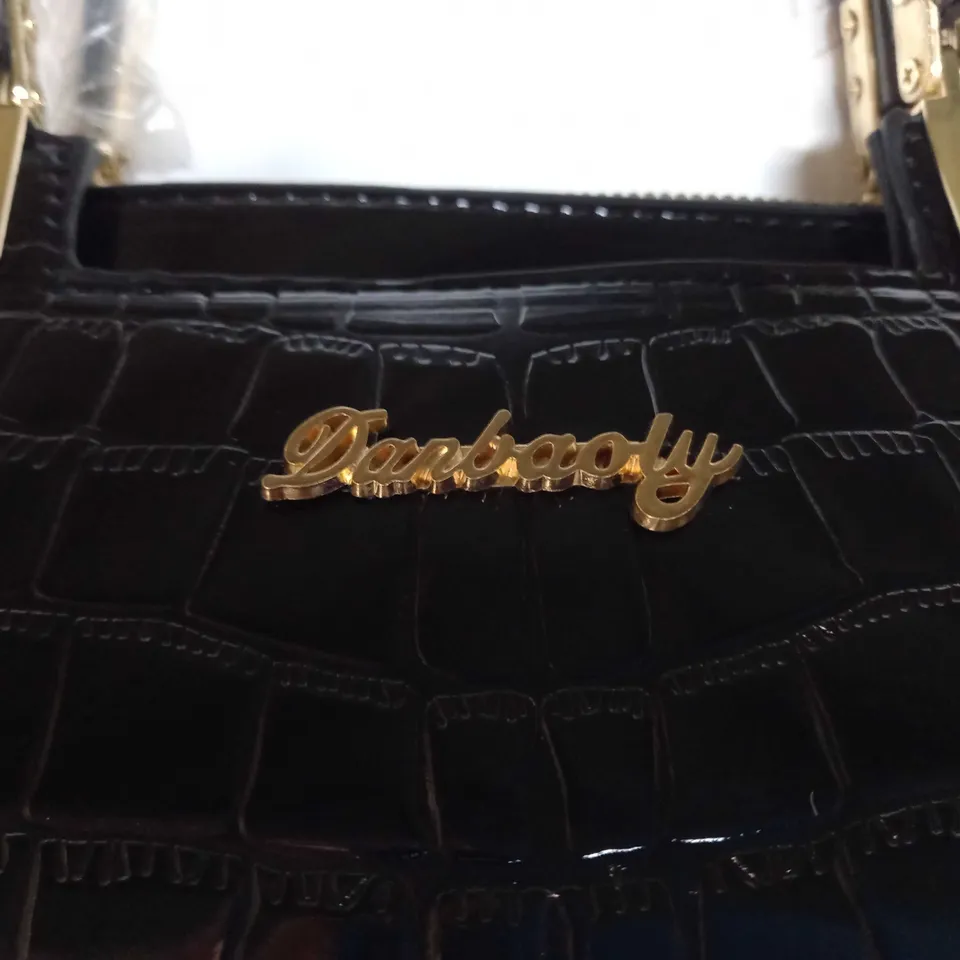 DANBOOTY FAUX LEATHER SCALE HANDBAG IN BLACK