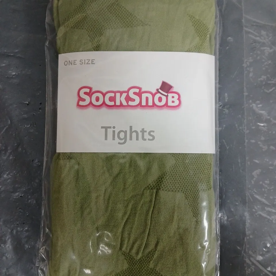 BOX OF APPROXIMATELY 100 PAIRS OF SOCKSNOB STAR TIGHS IN AVOCADO GREEN - COLLECTION ONLY