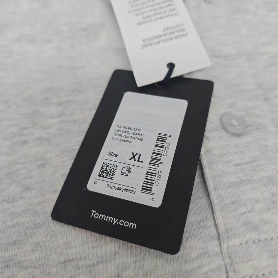 TOMMY JEANS T-SHIRT WITH COLLAR, GREY, SIZE XL