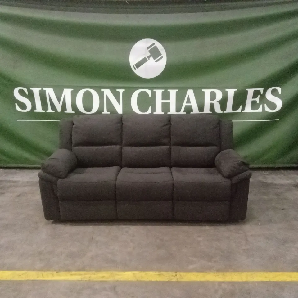 ALBION FABRIC 3 SEATER HIGH BACK MANUAL RECLINER SOFA - CHARCOAL RRP £749
