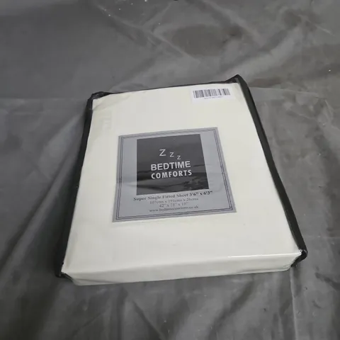BEDTIME COMFORTS SUPER SINGLE FITTED SHEET CREAM, 107 X 191 CM (3'6" X 6'3")