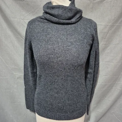 WHITE LABEL CASHMERE LAYERING FUNNEL NECK JUMPER IN DARK CHARCOAL MARL SIZE XS