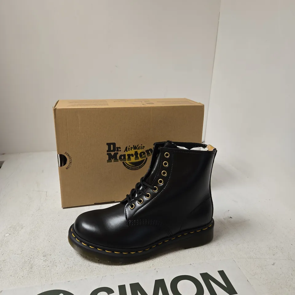 DR. MARTENS VEGAN 1460 BOOTS, BLACK – UK 7 (EU 41) BOXED