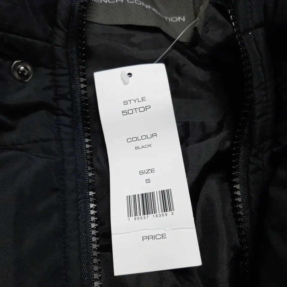 FRENCH CONNECTION LONG BLACK PUFFER JACKET - SIZE S