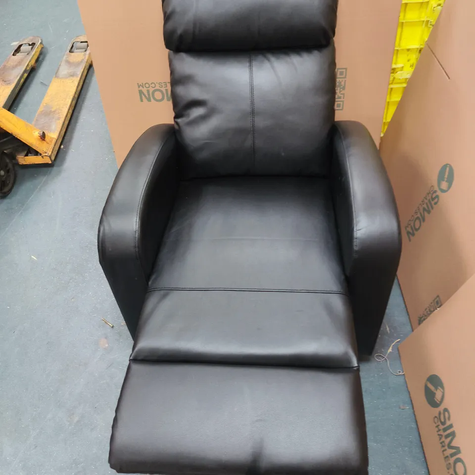 BLACK LEATHER RECLINING RAMSEY ARMCHAIR