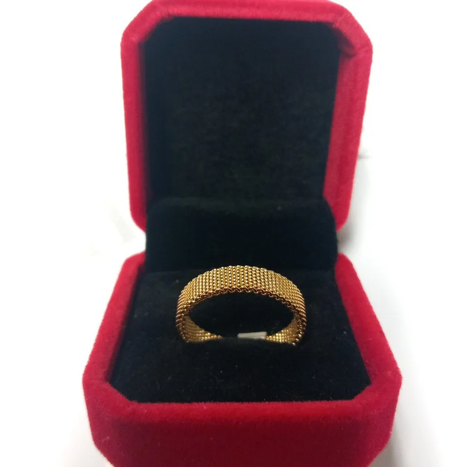 BERING GOLD PLATED BROAD MESH INNER RING SIZE 8