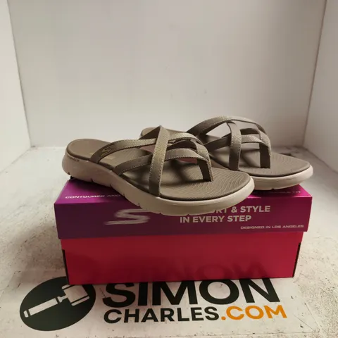 SKECHERS GO WALK SANDALS – WOMEN'S SANDALS, TAUPE/GRAY (BOXED) UK 7