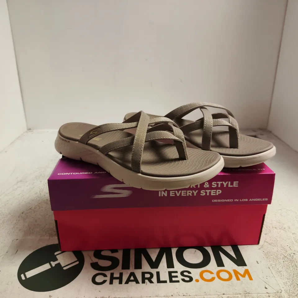 SKECHERS GO WALK SANDALS – WOMEN'S SANDALS, TAUPE/GRAY (BOXED) UK 7