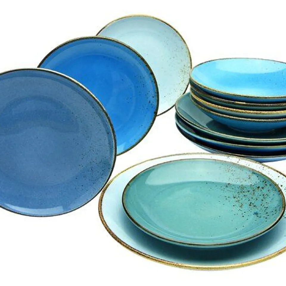 BOXED 12 PIECE DINNERWARE SET, SERVES 4 - BLACK
