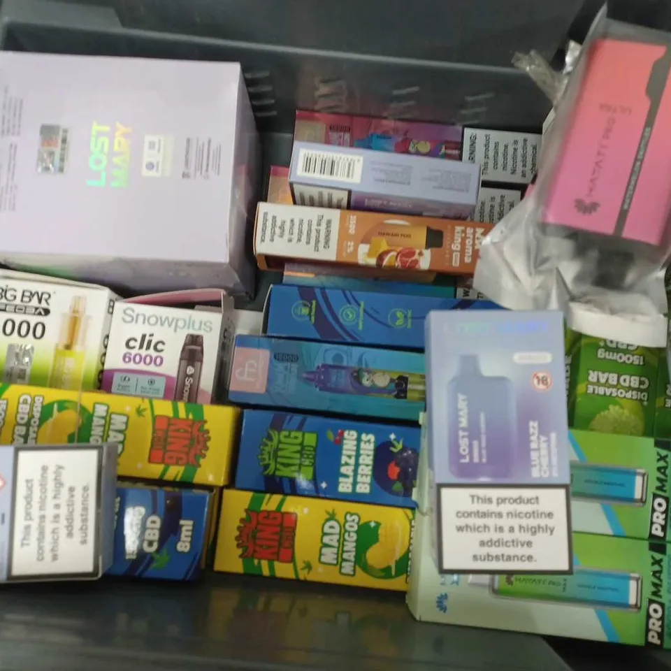 APPROXIMATELY 25 ASSORTED E-CIGARETTE PRODUCTS TO INCLUDE IVG, LOST MARY, HAYATI, PIXL