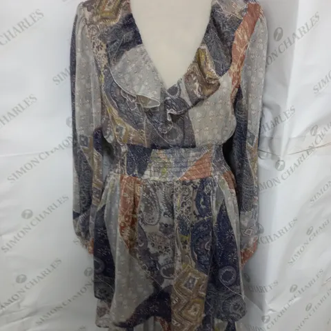ZARA SHEER RUFFLE DRESS IN MULTI COLOUR SIZE M