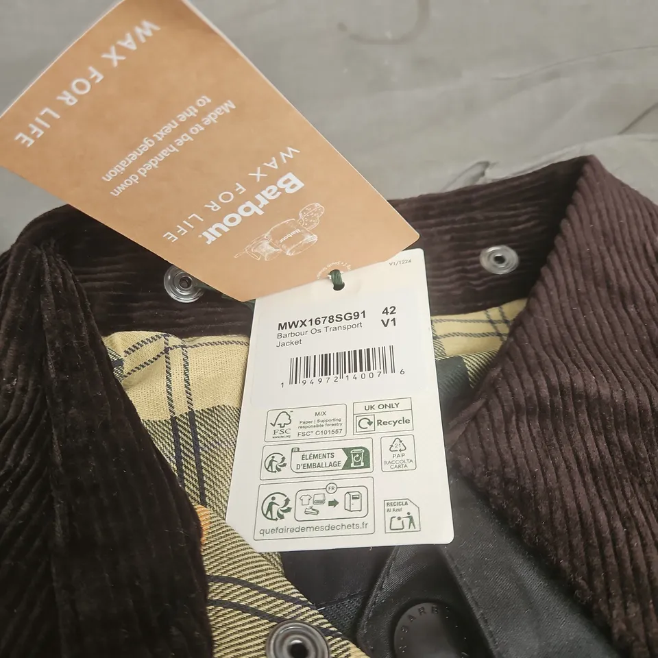 BARBOUR OS TRANSPORT JACKET 42" WITH TAGS