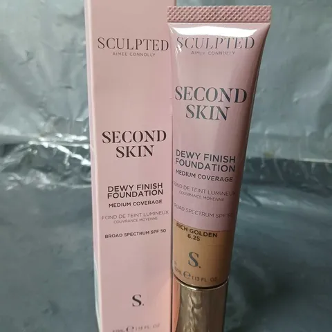 6 BOXED SCULPTED AIMEE CONNOLLY SECOND SKIN DEW FINISH FOUNDATIONS IN RICH GOLDEN 6.25 (6X32ML)