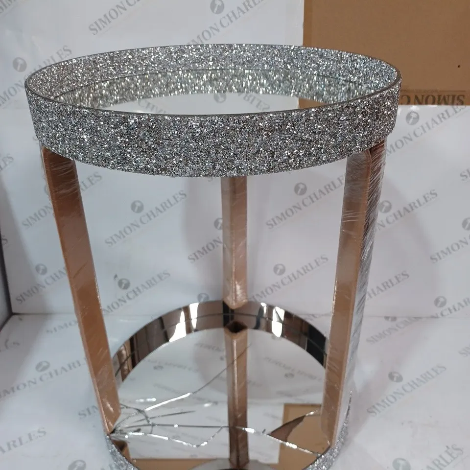 BOXED JULIEN MACDONALD ROUND CRYSTAL BAR CART [COLLECTION ONLY]