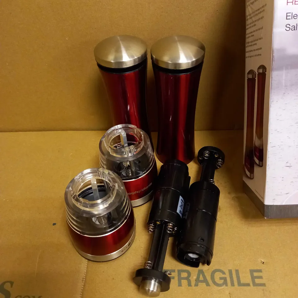 MORPHY RICHARDS ACCENTS ELECTRONIC SALT AND PEPPER MILL - RED