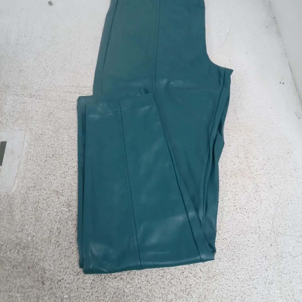 MARINA KANEVA LONDON TEAL FAUX-LEATHER TROUSERS (WOMEN) - SIZE 10