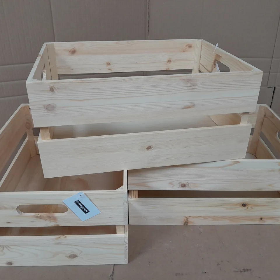 3 HOBBYCRAFT WOODEN CRATES