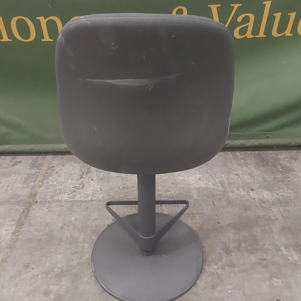 QUALITY DESIGNER ZARAGOZA METEOR GREY METAL AND PU LEATHER BAR STOOL