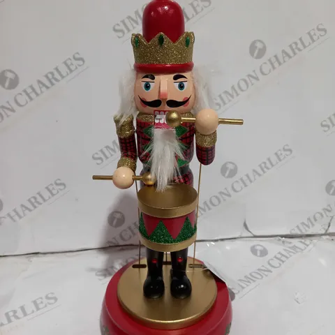 BOXED FESTIVE 32CM WOODEN ANIMATED MUSICAL NUTCRACKER