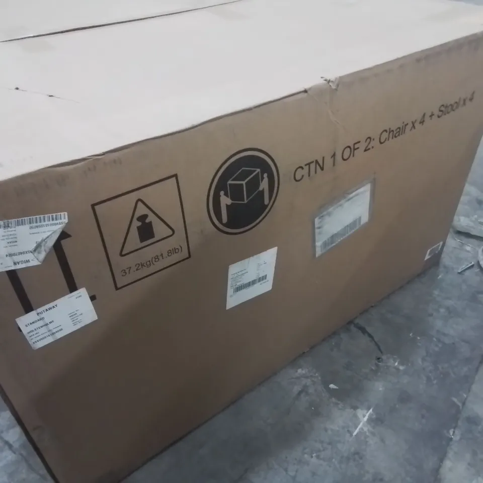 BOXED MY GARDEN STORIES OSLO HIDEAWAY DINING SET PARTS - BOX 1 OF 2 ONLY / CHAIR X4 STOOL X4