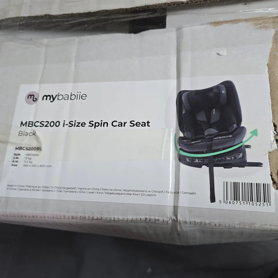 BOXED MYBABII MBCS200 I-SIZE SPIN CAR SEAT – BLACK