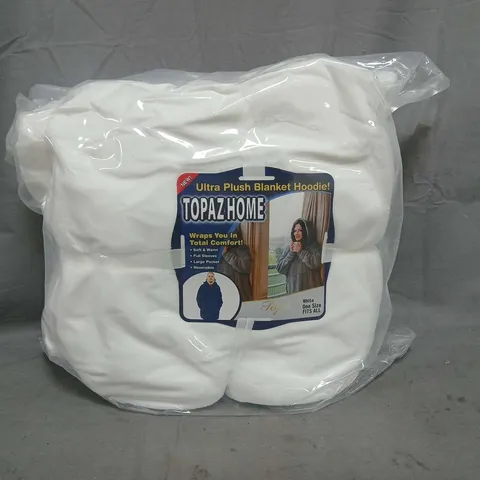 BOX OF APPROXIMATELY 10 TOPAZ HOME ULTRA PLUSH BLANKET HOODIES IN WHITE - ONE SIZE - COLLECTION ONLY