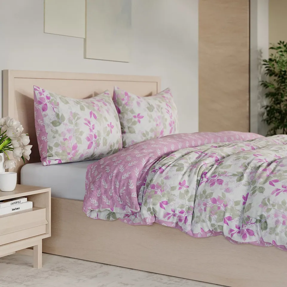 COZEE HOME REVERSIBLE SOFT FLORAL VELVETSOFT 3 PIECE DUVET SET - DOUBLE