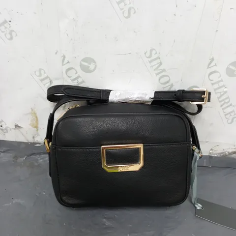 RUTH LANGSFORD BLACK FAUX LEATHER STRAPPED BAG