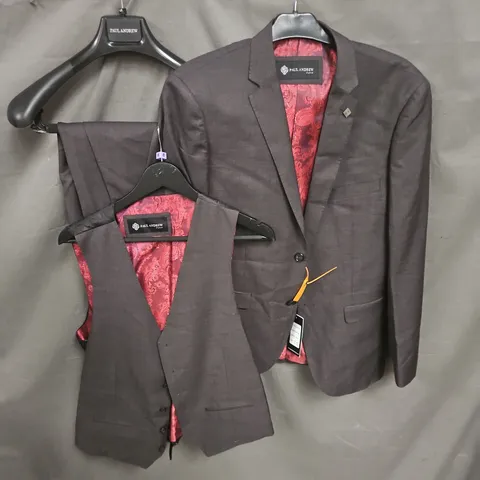 PAUL ANDREW CHARLES 3PCE SUIT IN CHARCOAL SIZE 44R/38R