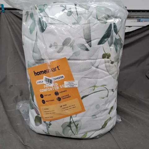 HOMESMART PRINTED COMFORTER SET - GREEN AND WHITE - KING SIZE