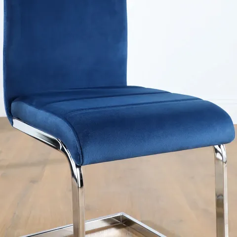 BOXED PERTH DINING CHAIR, BLUE CLASSIC VELVET & CHROME 