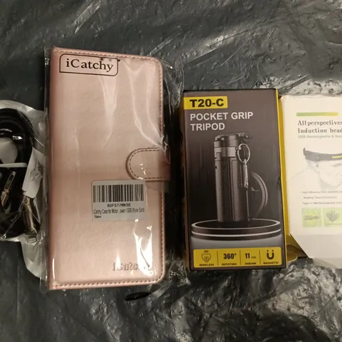 APPROXIMATELY 15 ASSORTED HOUSEHOLD ITEMS TO INCLUDE ALL PERSPECTIVES INDUCTION HEADLAMP, T20-C POCKET GRIP TRIPOD, ETC