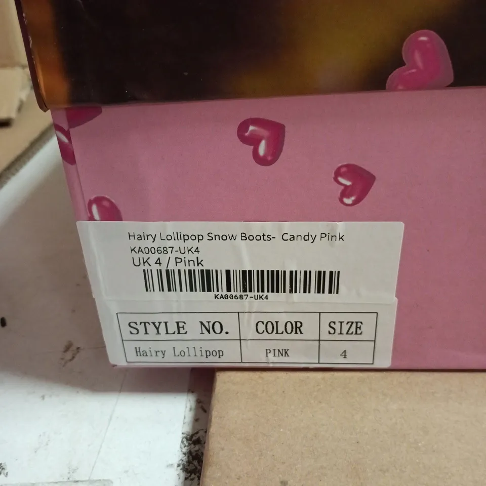 UK 4 KOI HAIRY LOLLIPOP SNOW BOOTS – CANDY PINK