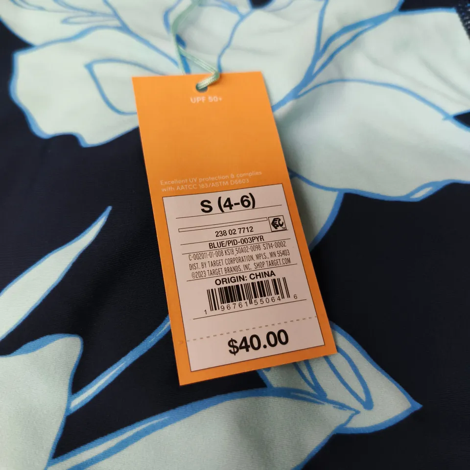 2 x KONA SOL WOMEN'S FLORAL RASH GUARD TOP – BLUE, SIZE S (US 4-6) 