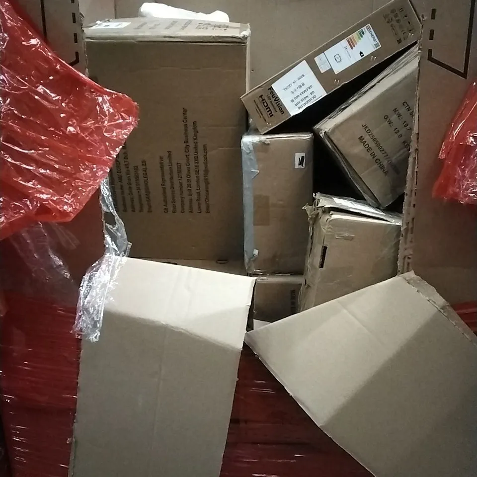 PALLET OF HOUSEHOLD ITEMS TO INCLUDE KIDS BIKE,DUVET,MIRROR,27 INCH LED MONITOR AND OTHER ASSORTED ITEMS...