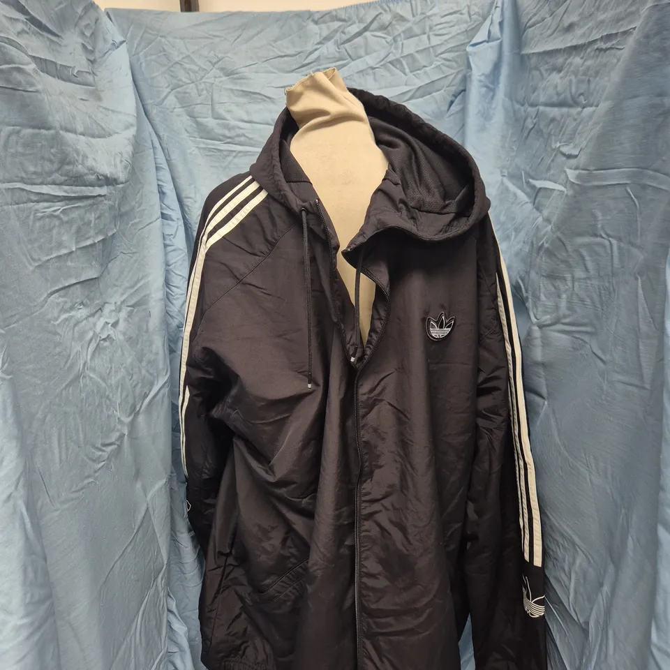 Adidas Black Track Jacket with Three Stripes – Men's UK 2XL