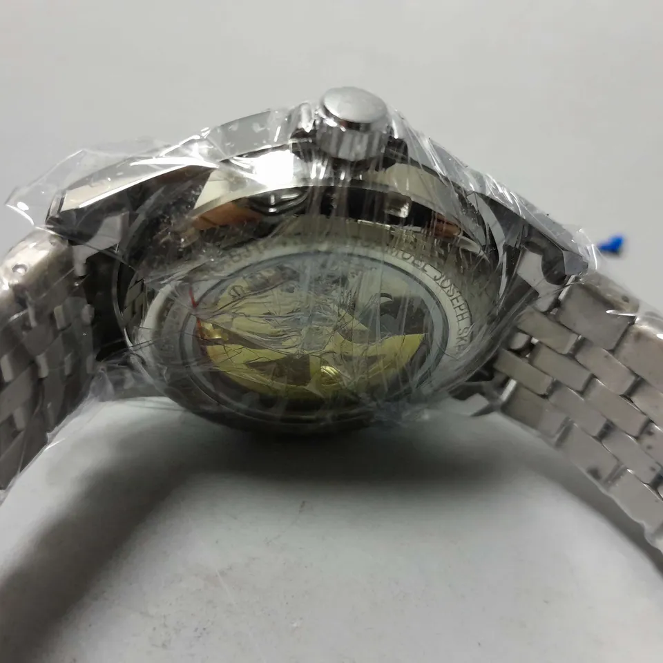 BOXED SAMUEL JOSEPH SKELETON JUBILLE STEEL WATCH