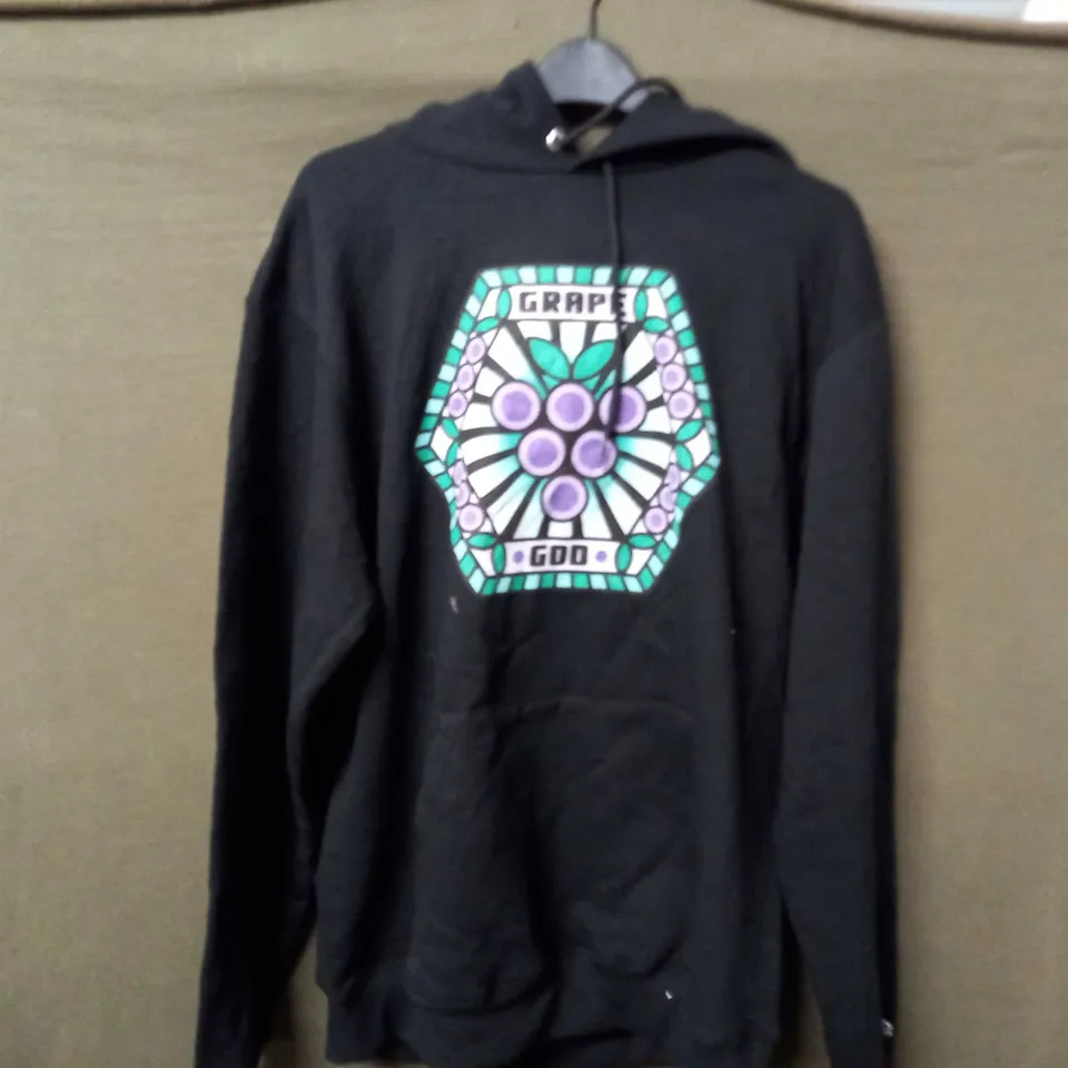 CHAMPION GRAPE GOD LONG SLEEVE HOODIE IN BLACK - LARGE