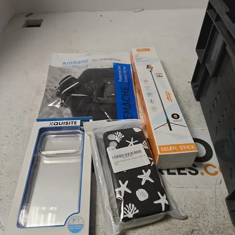 APPROXIMATELY 8 ASSORTED ELECTRICAL PRODUCTS TO INCLUDE SELFIE STICK, PROTECTIVE ARMBAND, SMARTPHONE CASE ETC