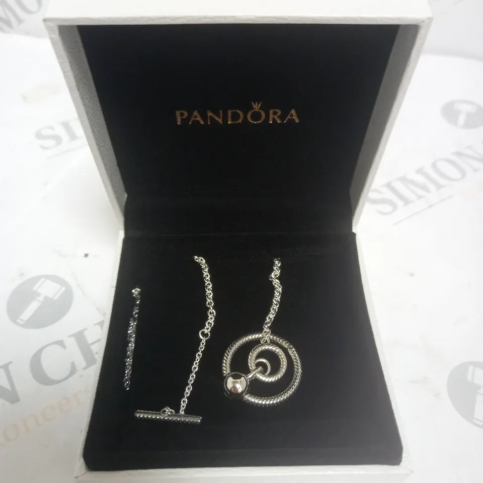 PANDORA SILVER RING CHAIN PENDANT NECKLACE 