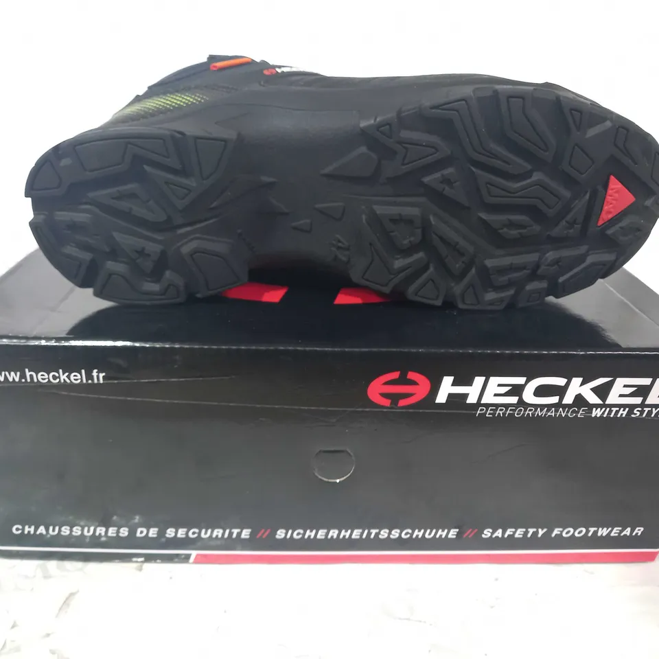 BOXED PAIR OF HECKEL MACCROSSROAD 3.0 META S3 HIGH BOOTS IN BLACK UK SIZE 8