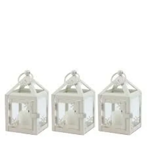 SARA BY SARA DAVIES SET OF 3 BOW LANTERN WITH FLAMELESS CANDLES