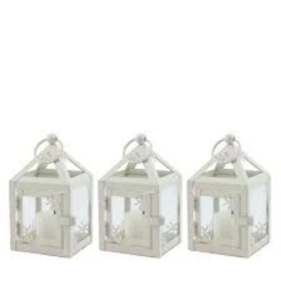 SARA BY SARA DAVIES SET OF 3 BOW LANTERN WITH FLAMELESS CANDLES