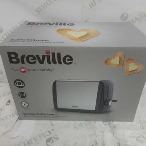 BOXED BREVILLE OUTLINE COLLECTION BLACK STAINLESS STEEL 2 SLICE TOASTER