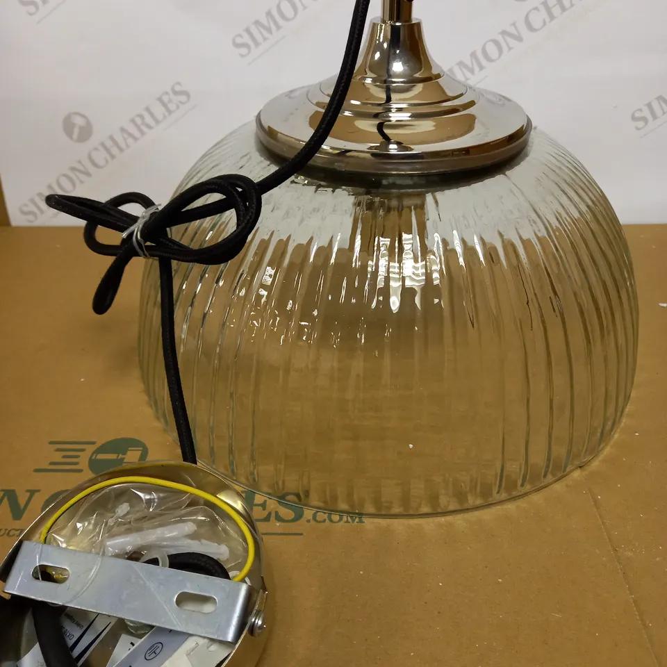 DAR LIGHTING YAMBOL PENDANT POLISHED NICKEL CLEAR GLASS LIGHT FIXTURE