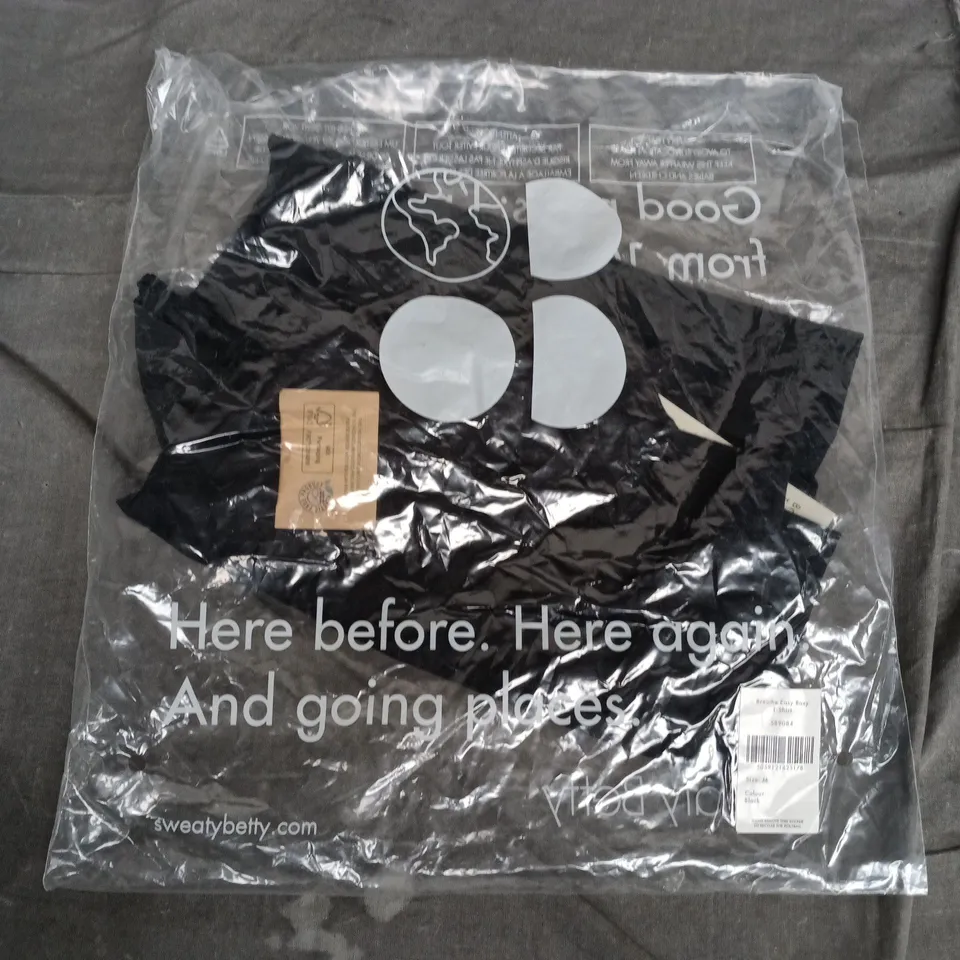 BAGGED SWEATY BETTY BREATHE EASY BOXY T-SHIRT – BLACK, UK SIZE M