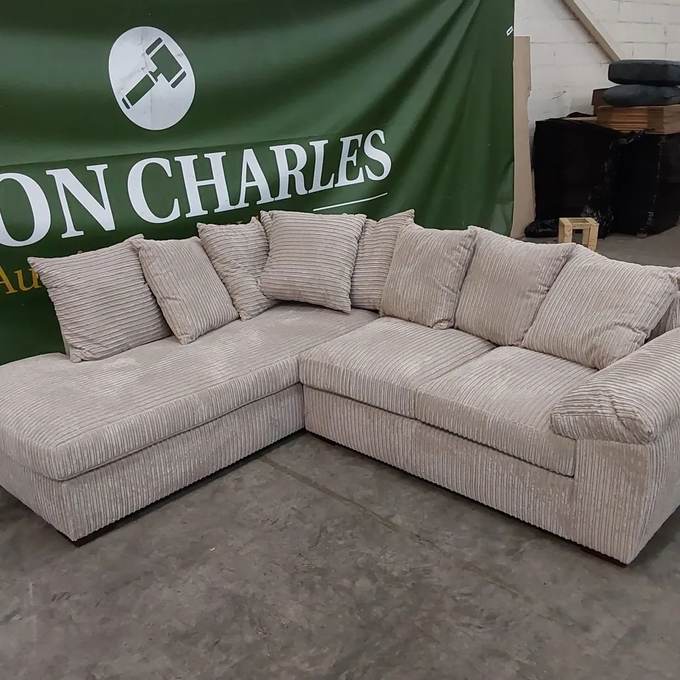 QUALITY DESIGNER AMALFI FABRIC UPHOLSTERED SCATTERBACK CORNER CHAISE SOFA 