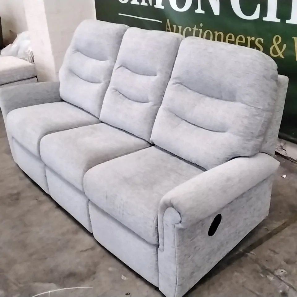 QUALITY BRITISH DESIGNED & MANUFACTURED G PLAN HOLMES 3 SEATER MANUAL RECLINER SOFA FARROW ICE FABRIC